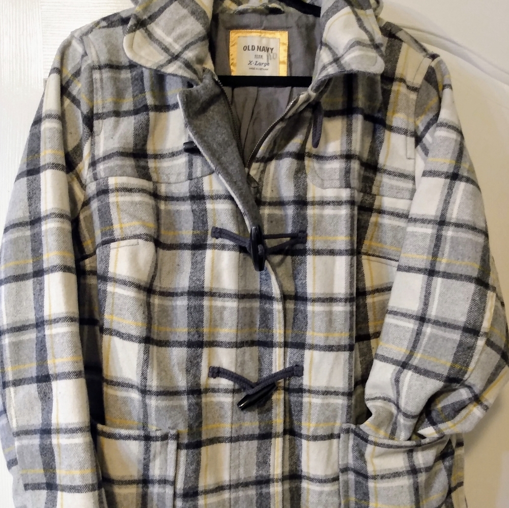 Old Navy Coat: Grey Print Jacket